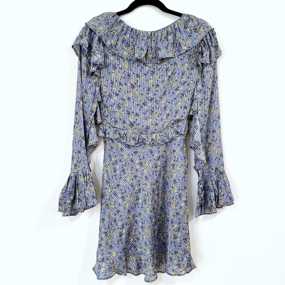 Free People Long Sleeve Empire Mini Dress Blue Size 2 - Picture 9 of 13